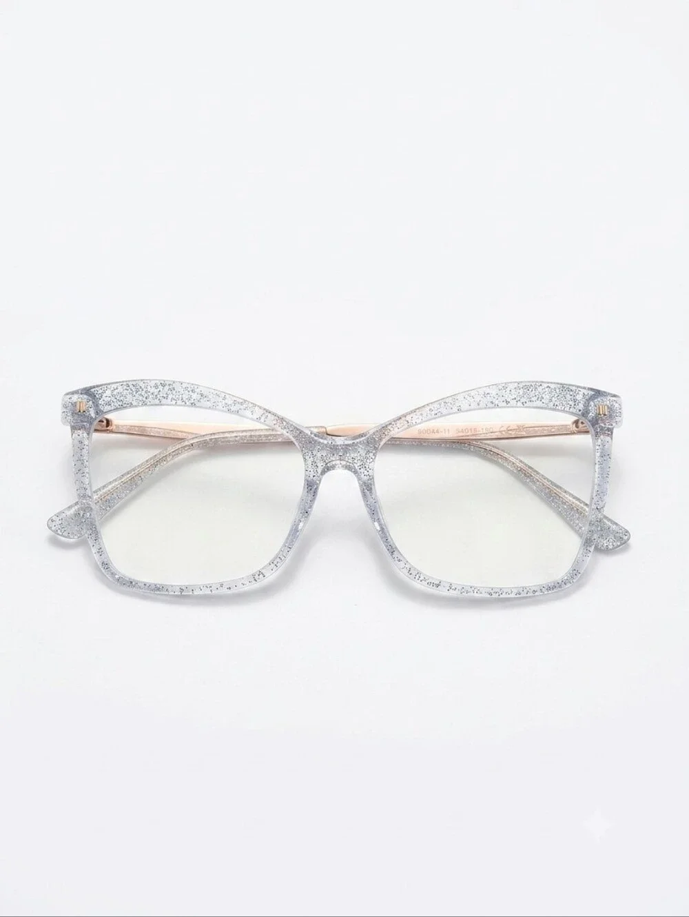 Zeelool Isaebella Clear Silver Glitter Butterfly Frame Glasses w/ Gold Arms